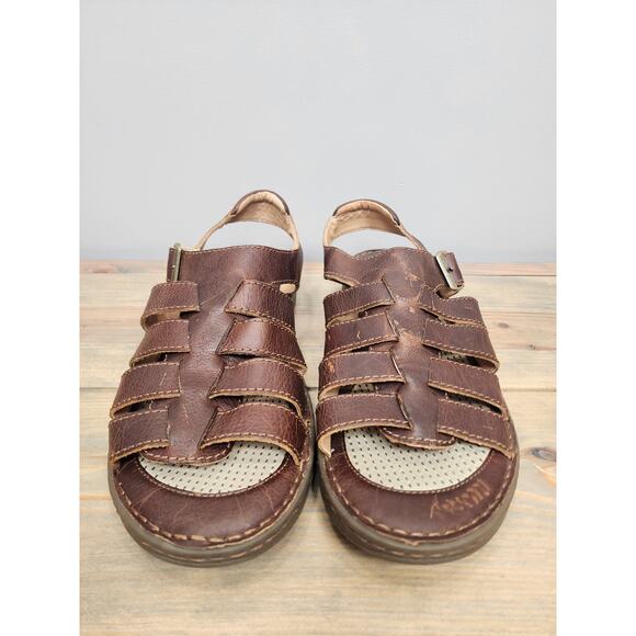 Born Fisherman Brown Leather Open Toe Casual Sandal Men 12 US
